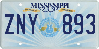 MS license plate ZNY893