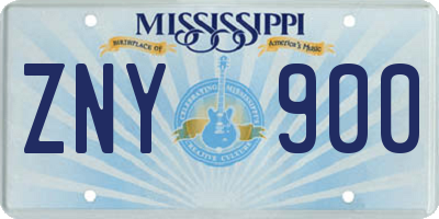 MS license plate ZNY900