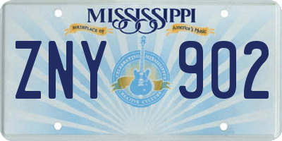 MS license plate ZNY902