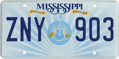 MS license plate ZNY903