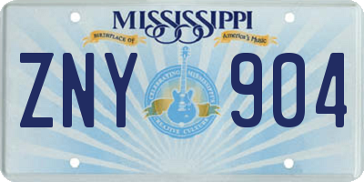 MS license plate ZNY904