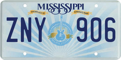 MS license plate ZNY906