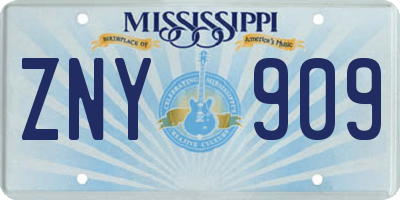 MS license plate ZNY909