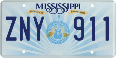 MS license plate ZNY911