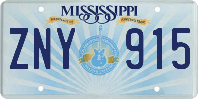 MS license plate ZNY915