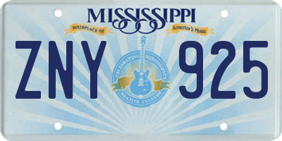 MS license plate ZNY925