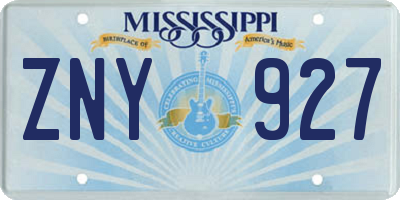 MS license plate ZNY927