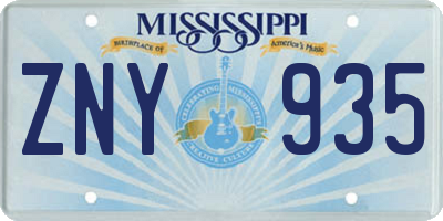 MS license plate ZNY935