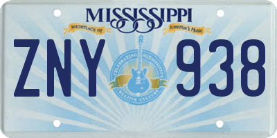 MS license plate ZNY938