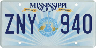 MS license plate ZNY940