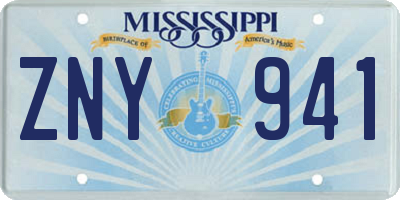 MS license plate ZNY941