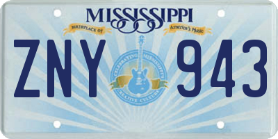 MS license plate ZNY943