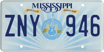 MS license plate ZNY946