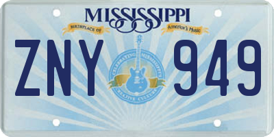 MS license plate ZNY949