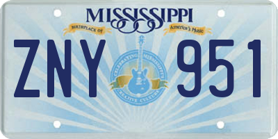 MS license plate ZNY951