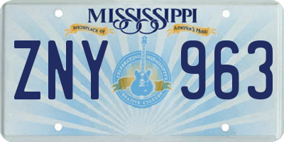 MS license plate ZNY963
