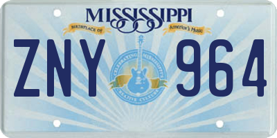 MS license plate ZNY964