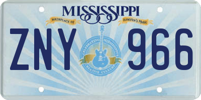 MS license plate ZNY966