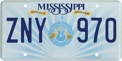MS license plate ZNY970