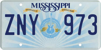 MS license plate ZNY973