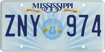 MS license plate ZNY974