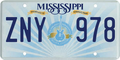 MS license plate ZNY978