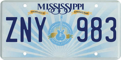 MS license plate ZNY983