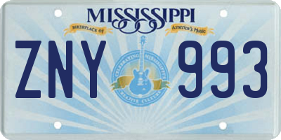 MS license plate ZNY993