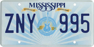 MS license plate ZNY995
