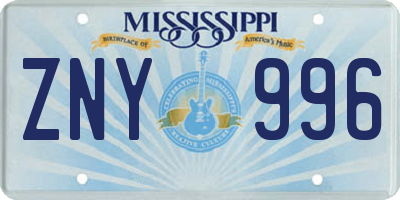 MS license plate ZNY996