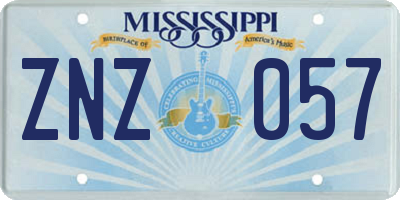 MS license plate ZNZ057