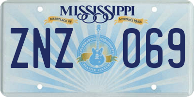 MS license plate ZNZ069