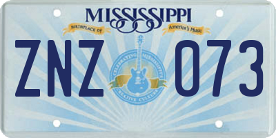 MS license plate ZNZ073