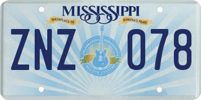 MS license plate ZNZ078