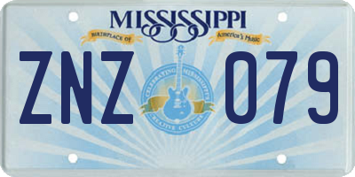 MS license plate ZNZ079