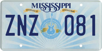 MS license plate ZNZ081