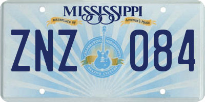 MS license plate ZNZ084
