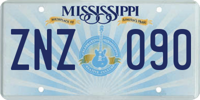 MS license plate ZNZ090