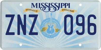 MS license plate ZNZ096