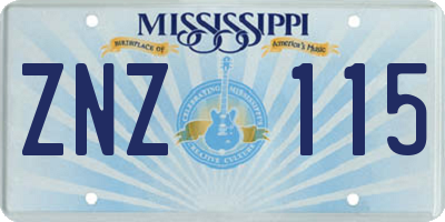 MS license plate ZNZ115