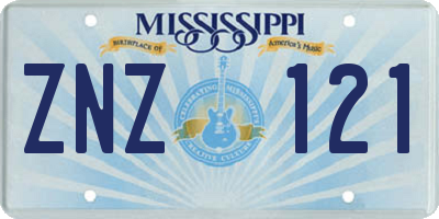 MS license plate ZNZ121