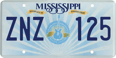 MS license plate ZNZ125