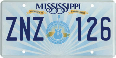 MS license plate ZNZ126
