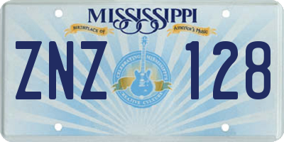 MS license plate ZNZ128