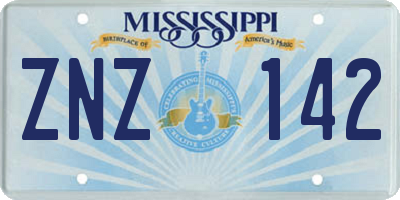 MS license plate ZNZ142