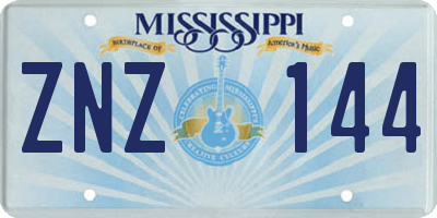 MS license plate ZNZ144