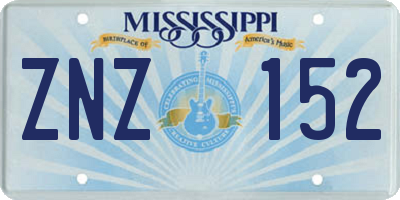 MS license plate ZNZ152