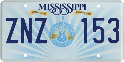 MS license plate ZNZ153