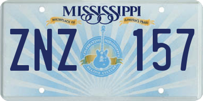 MS license plate ZNZ157