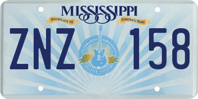 MS license plate ZNZ158